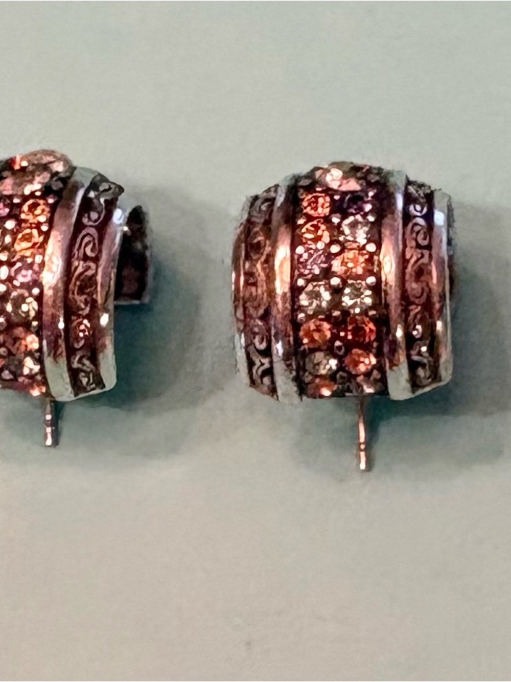 Brighton Rose Gold and Silver Crystal Hoop Earrings